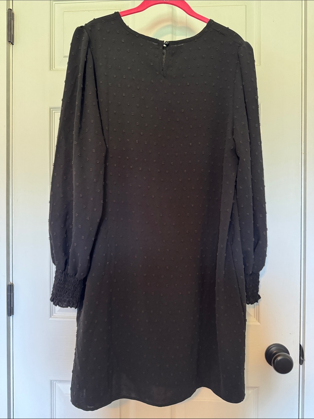 SHEIN Black Long Sleeve Swiss Dot Shift Dress - Picture 6 of 7